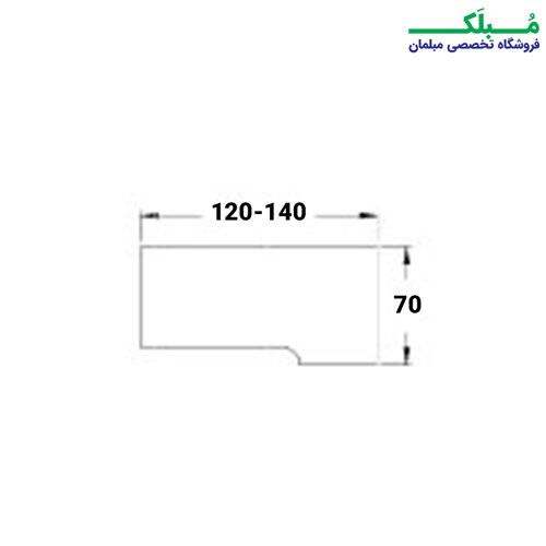  نقشه کلی میز به همراه ابعاد آن شامل طول 120 تا 140 سانتیمتر و عمق 70 سانتیمتری